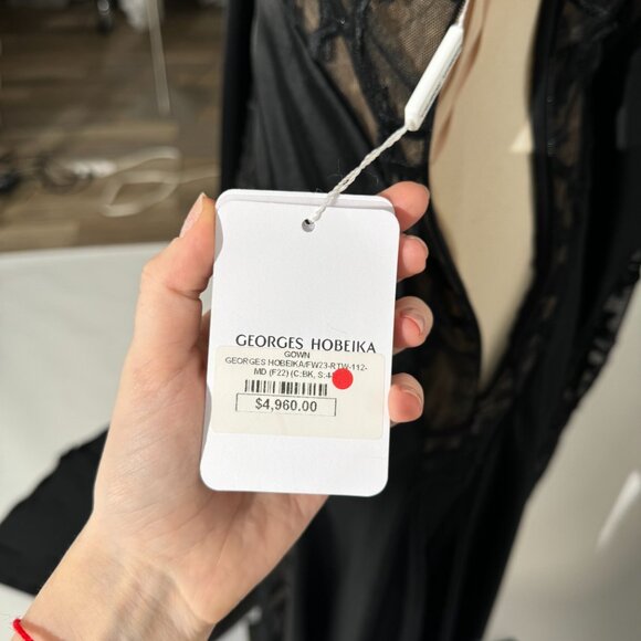 Brand New US 6 GEORGES HOBEIKA Fitted Asymmetrical Top Evening Gown - Picture 7 of 7